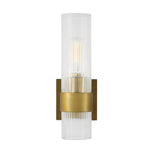 Visual Comfort Studio Geneva 1 Light Sconce, Burnished Brass/Clear - CV1021BBS
