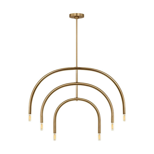 Visual Comfort Studio Hadden 6 Light Large Chandelier, Satin Brass - DJC1126SB