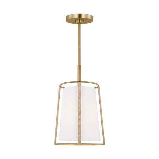 Visual Comfort Studio Cortes 1-Lt Med Hanging Shade, Sat Brass/White - DJP1011SB