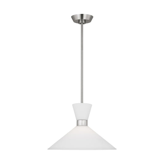 Visual Comfort Studio Belcarra 1-Lt Med Pendant, Steel/Etched White - DJP1091BS
