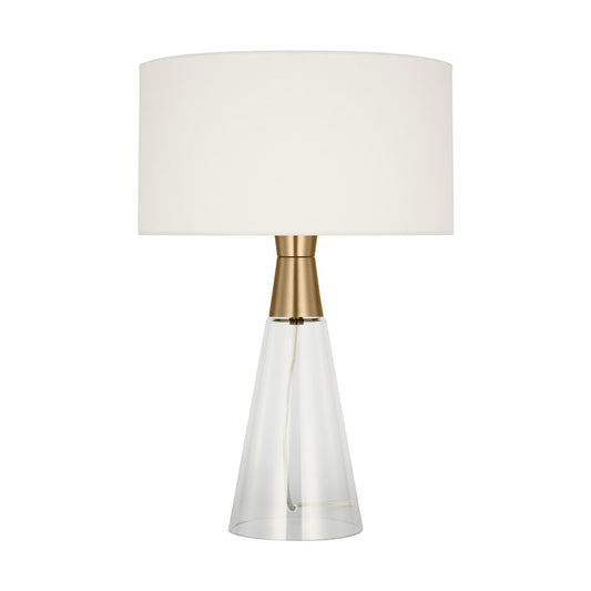 Visual Comfort Studio Pender 1-Lt Med Table Lamp, Sat Brass/White - DJT1041SB1