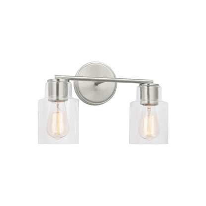 2 Light Bathroom Vanity Light, Brushed Steel