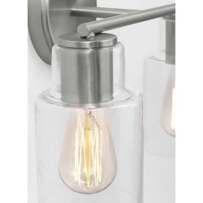 2 Light Bathroom Vanity Light, Brushed Steel