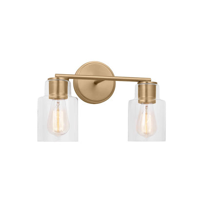 2 Light Bathroom Vanity Light, Satin Brass