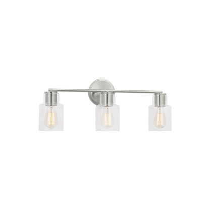 3 Light Bathroom Vanity Light, Brushed Steel