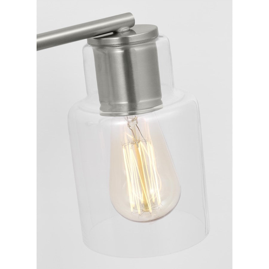 3 Light Bathroom Vanity Light, Brushed Steel