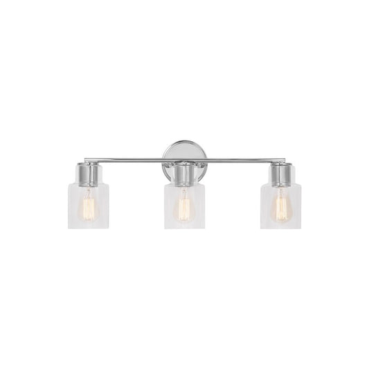 Visual Comfort Studio Sayward 3 Light Bath, Chrome/Clear - DJV1003CH