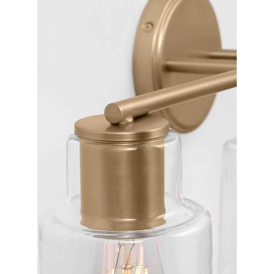3 Light Bathroom Vanity Light, Satin Brass