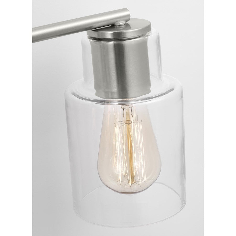 4 Light Bathroom Vanity Light, Brushed Steel