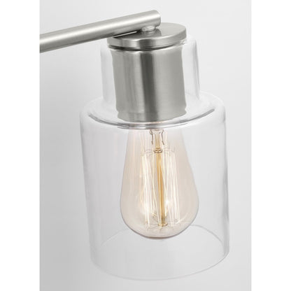 4 Light Bathroom Vanity Light, Brushed Steel