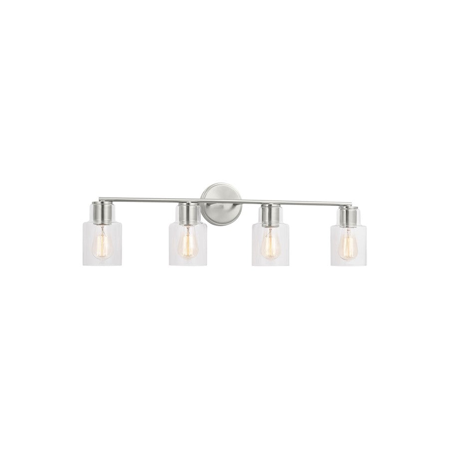 4 Light Bathroom Vanity Light, Brushed Steel
