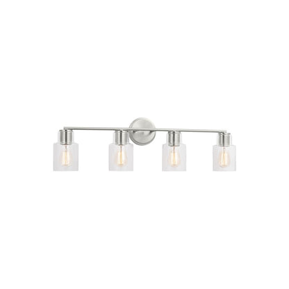 4 Light Bathroom Vanity Light, Brushed Steel