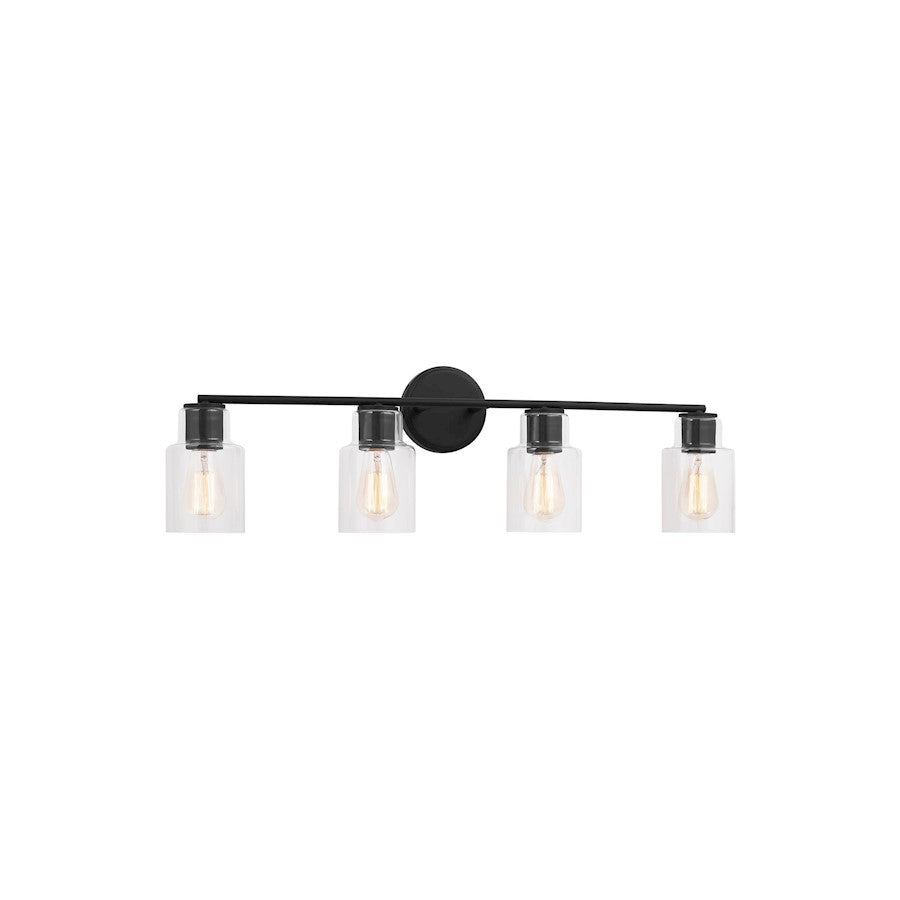 4 Light Bathroom Vanity Light, Midnight Black