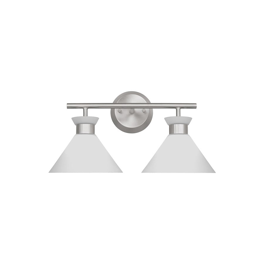 2 Light Bathroom Vanity Light, Brushed Steel
