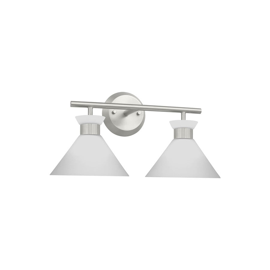 2 Light Bathroom Vanity Light, Brushed Steel