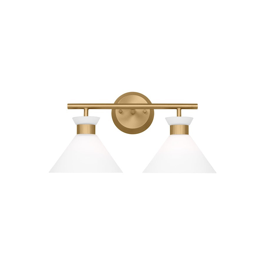 Visual Comfort Studio Belcarra 2-Lt Bath, Sat Brass/Etched White - DJV1012SB