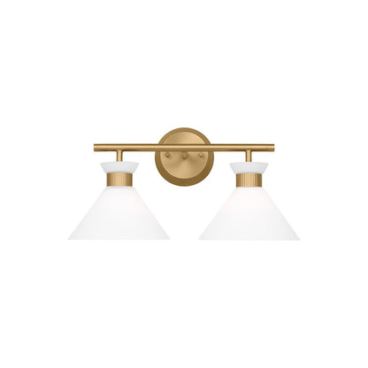 Visual Comfort Studio Belcarra 2-Lt Bath, Sat Brass/Etched White - DJV1012SB