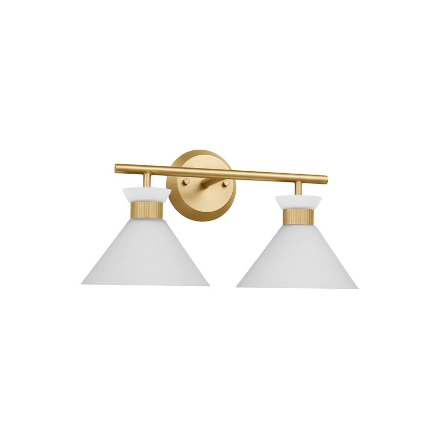 2 Light Bathroom Vanity Light, Satin Brass
