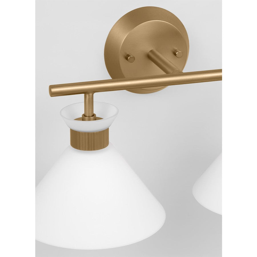 2 Light Bathroom Vanity Light, Satin Brass