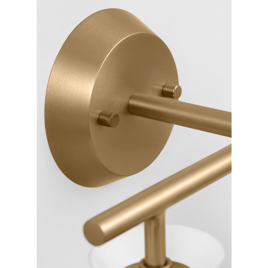 2 Light Bathroom Vanity Light, Satin Brass