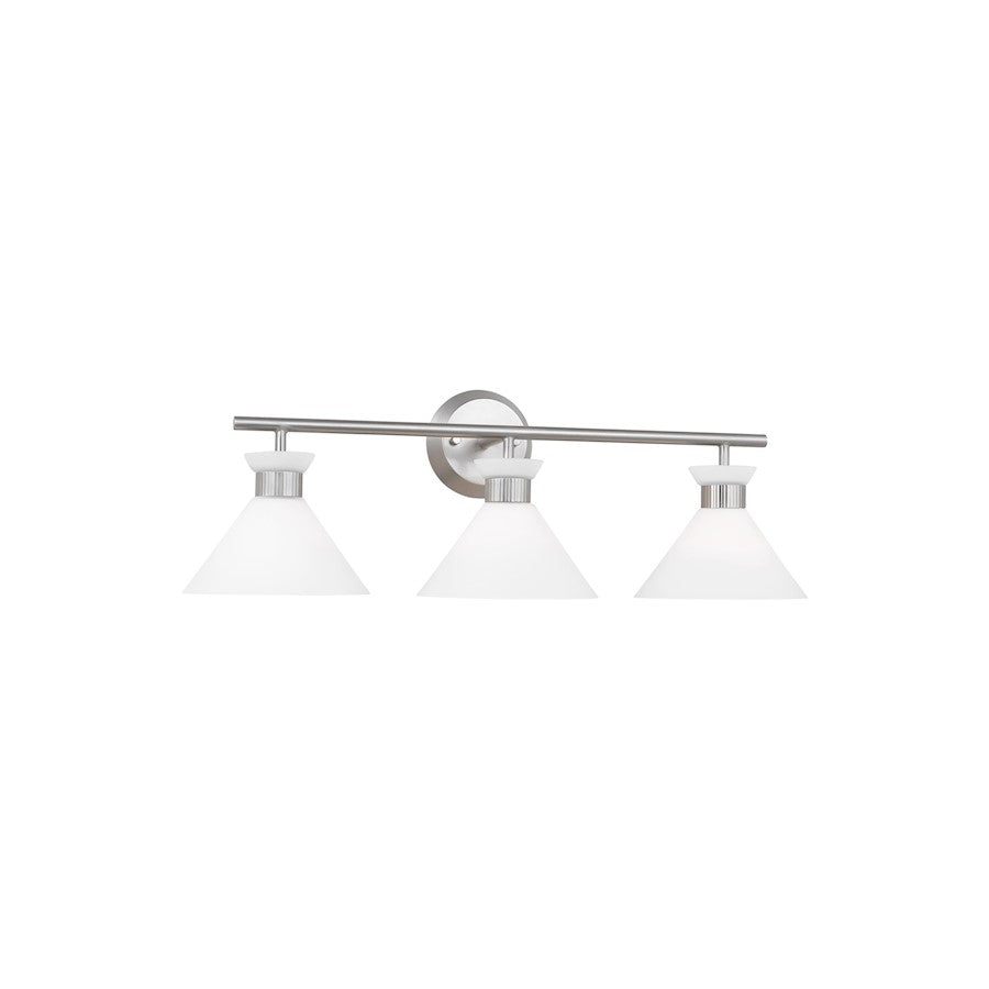 3 Light Bathroom Vanity Light, Brushed Steel
