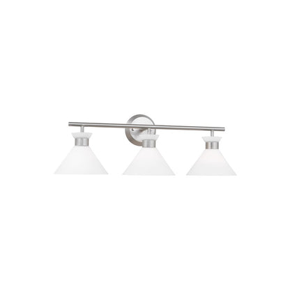 3 Light Bathroom Vanity Light, Brushed Steel