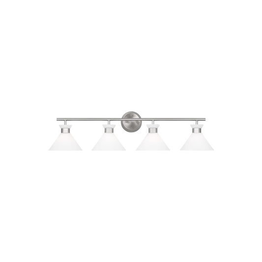 Visual Comfort Studio Belcarra 4-Lt Bath, Brushed Steel/Etched White - DJV1014BS