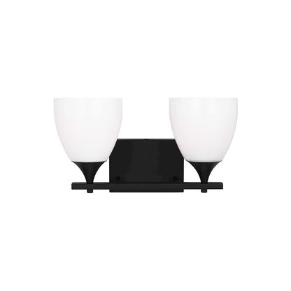 Visual Comfort Studio Toffino 2 Light Bath, Midnight Black/Milk - DJV1022MBK