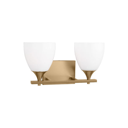2 Light Bathroom Vanity Light, Satin Brass