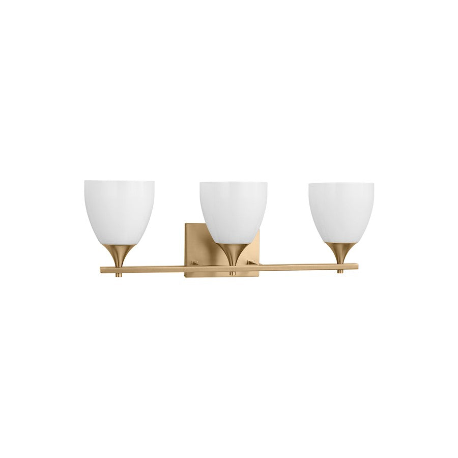 3 Light Bathroom Vanity Light, Satin Brass