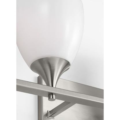 4 Light Bathroom Vanity Light, Brushed Steel