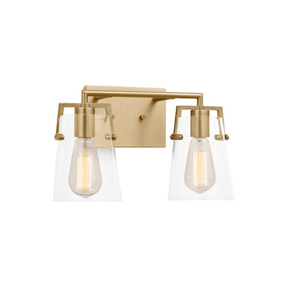 2 Light Bathroom Vanity Light, Satin Brass