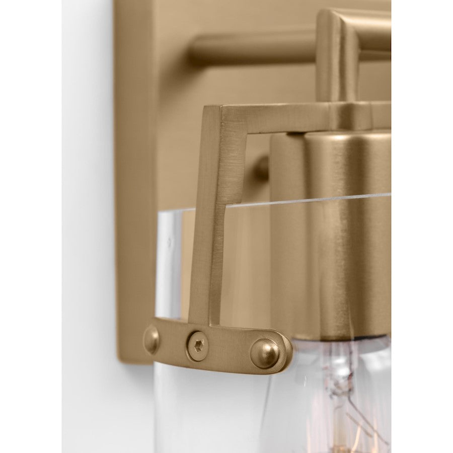 2 Light Bathroom Vanity Light, Satin Brass