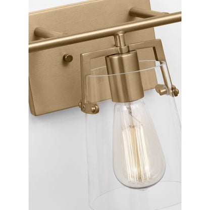 3 Light Bathroom Vanity Light, Satin Brass