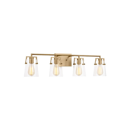 4 Light Bathroom Vanity Light, Satin Brass