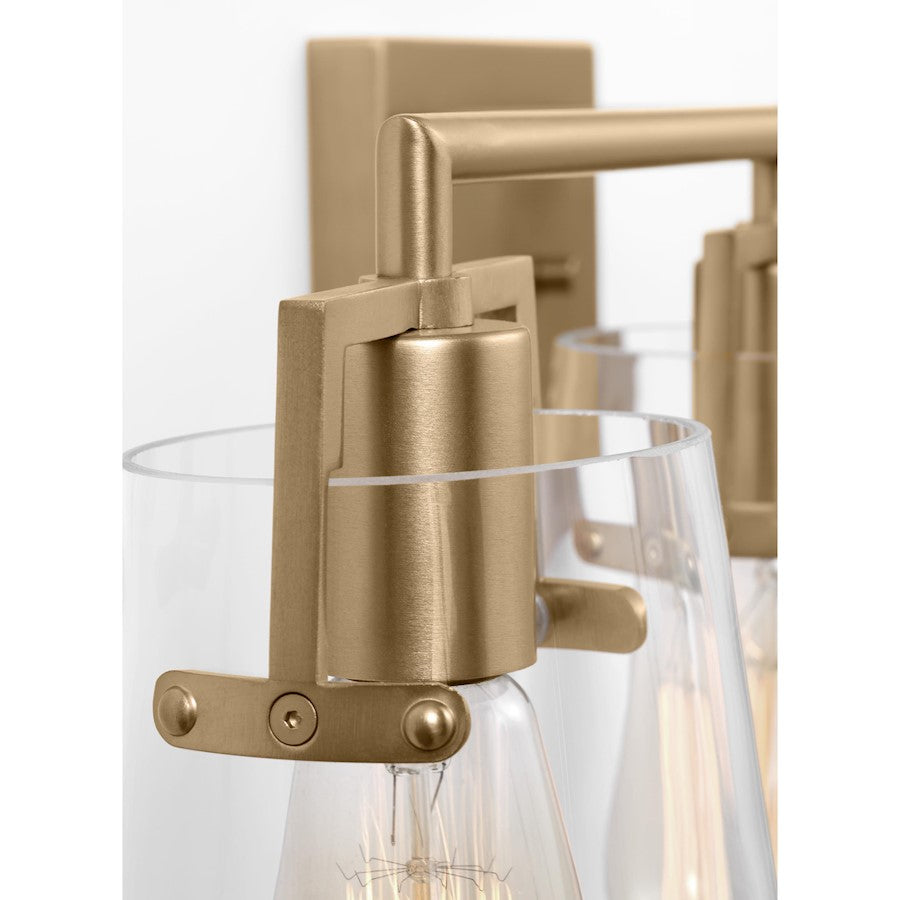 4 Light Bathroom Vanity Light, Satin Brass