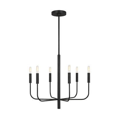 6 Light Chandelier, AgIron