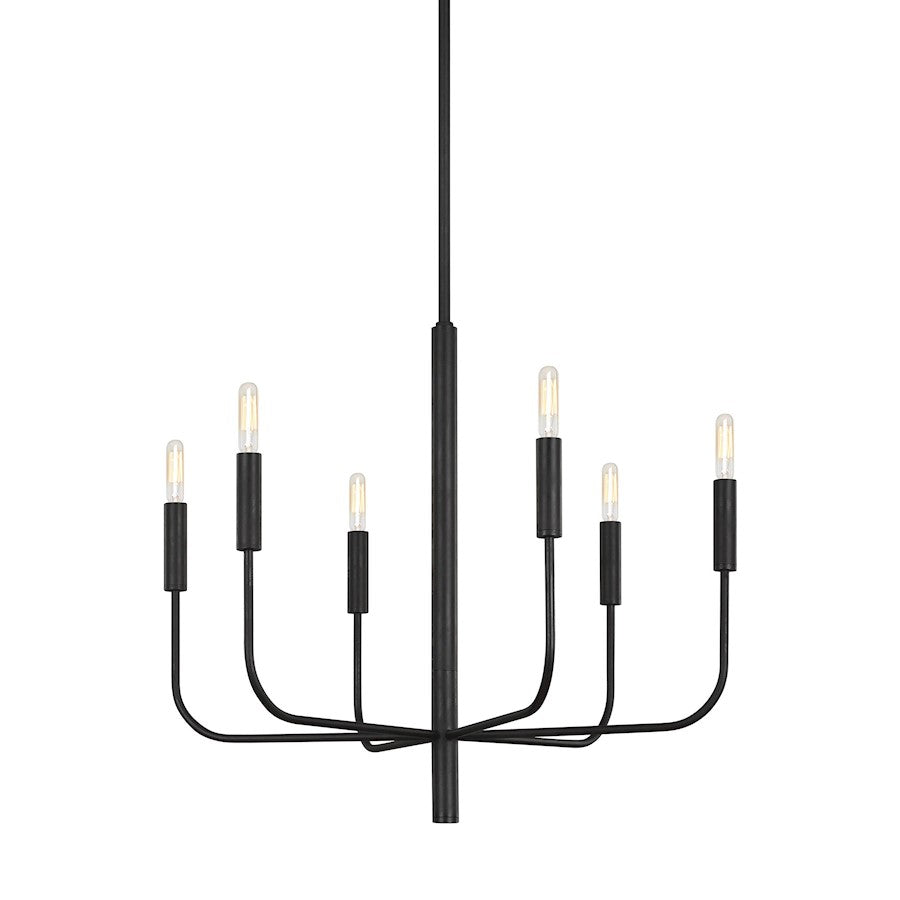 6 Light Chandelier, AgIron