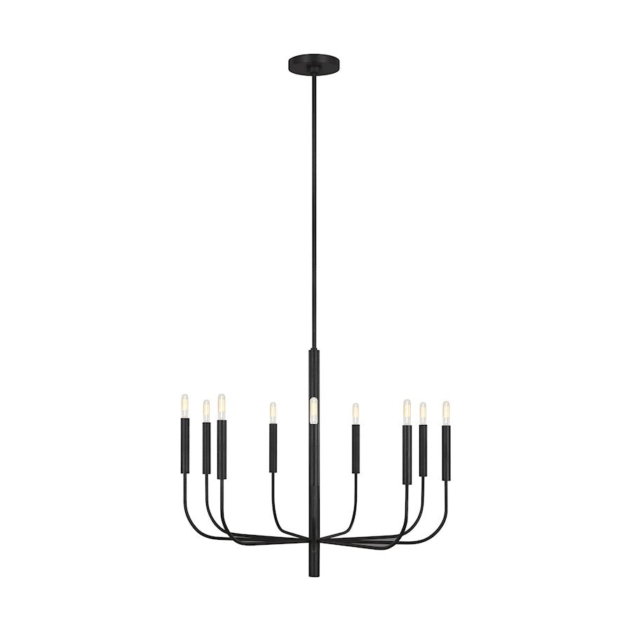 9 Light Chandelier, AgIron