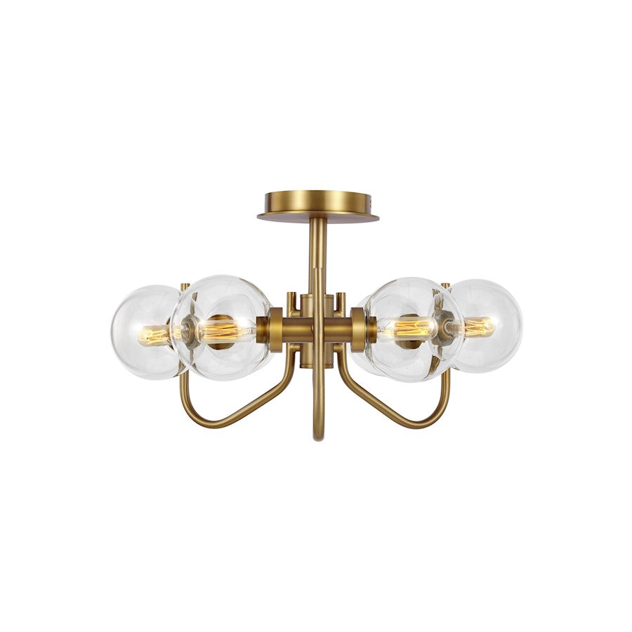Visual Comfort Studio Verne 6 Light Semi-Flush Mount, PN/Clear