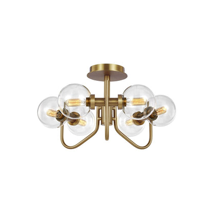 Visual Comfort Studio Verne 6 Light Semi-Flush Mount, PN/Clear