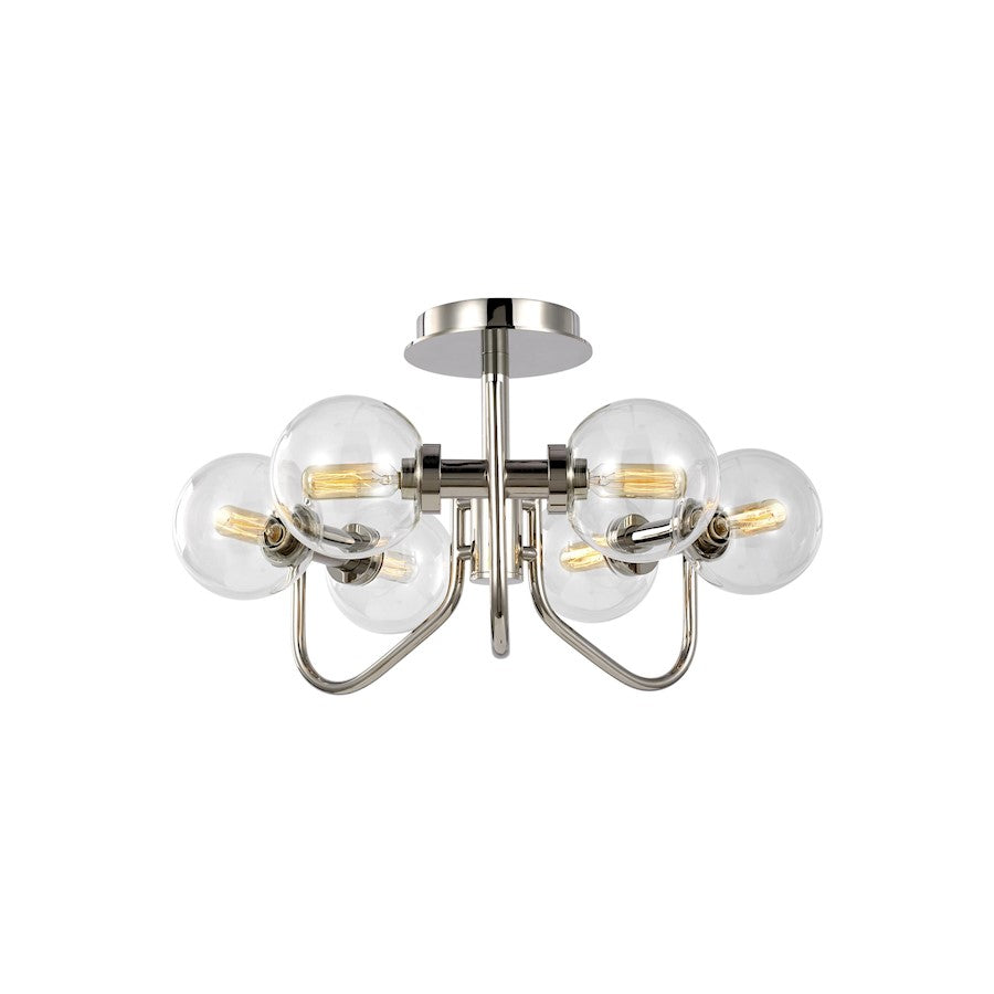 Visual Comfort Studio Verne 6 Light Semi-Flush Mount, PN/Clear