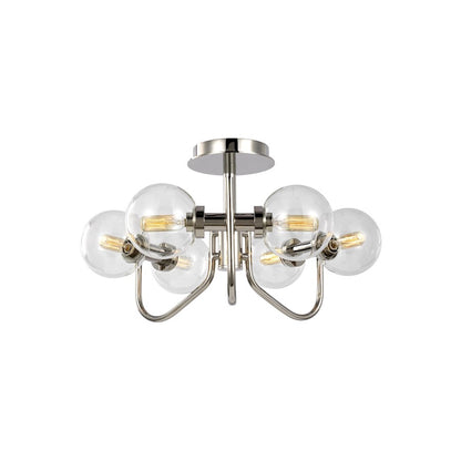 Visual Comfort Studio Verne 6 Light Semi-Flush Mount, PN/Clear