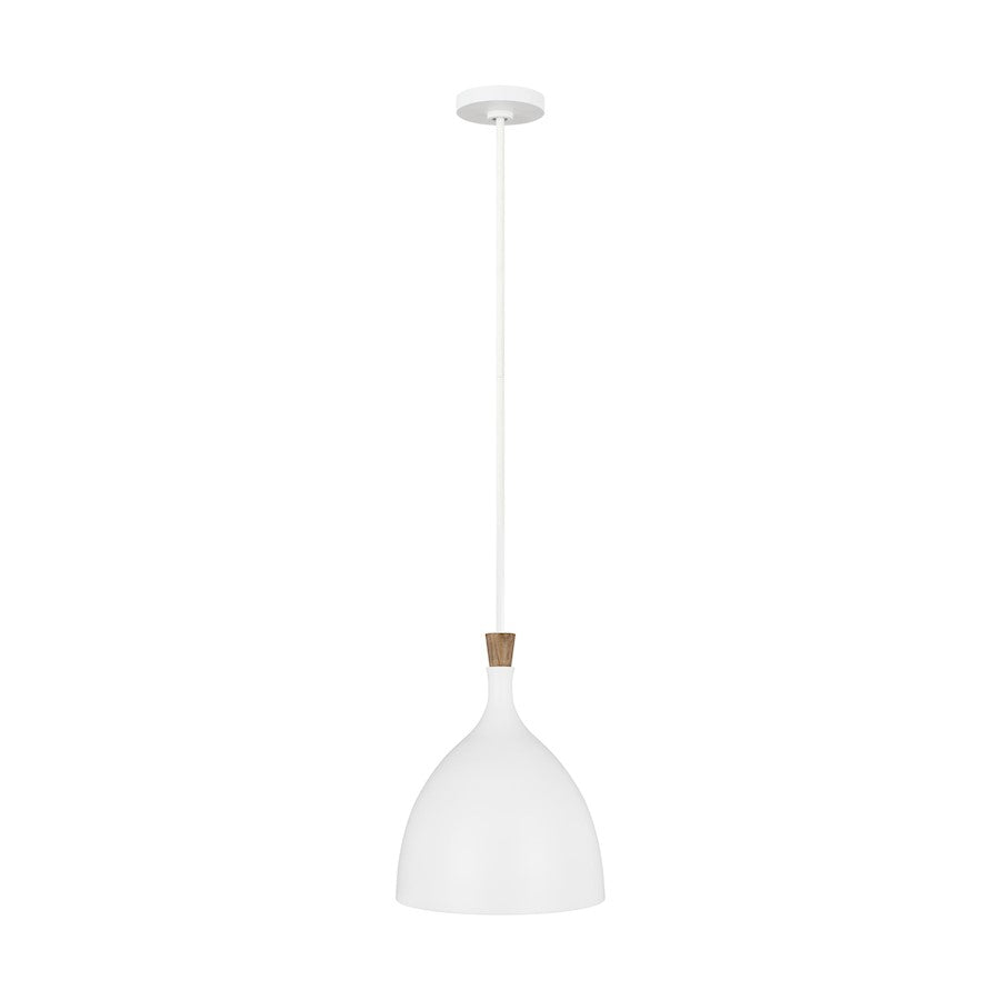 1 Light 17" Pendant, White/White