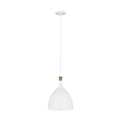 1 Light 17" Pendant, White/White