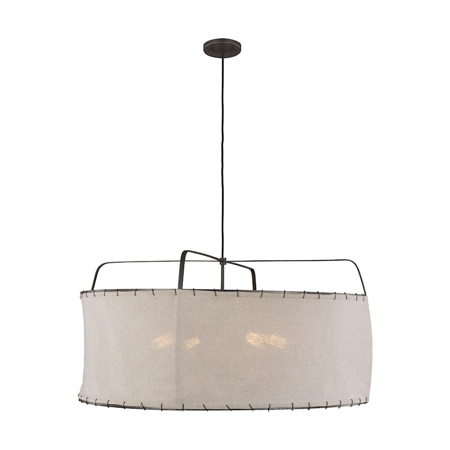 4 Light 35" Pendant, AgIron/Natural