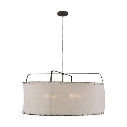 4 Light 35" Pendant, AgIron/Natural