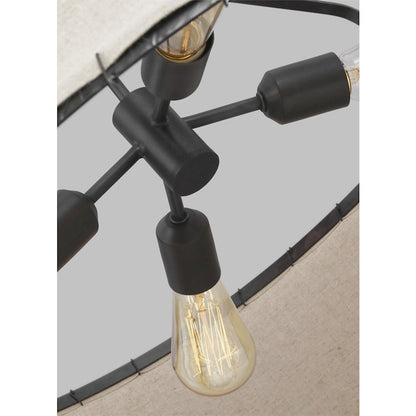 4 Light 35" Pendant, AgIron/Natural