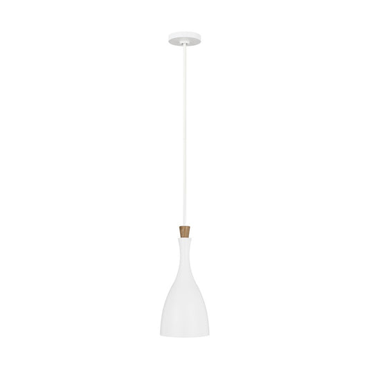 1 Light 17" Pendant, White/White