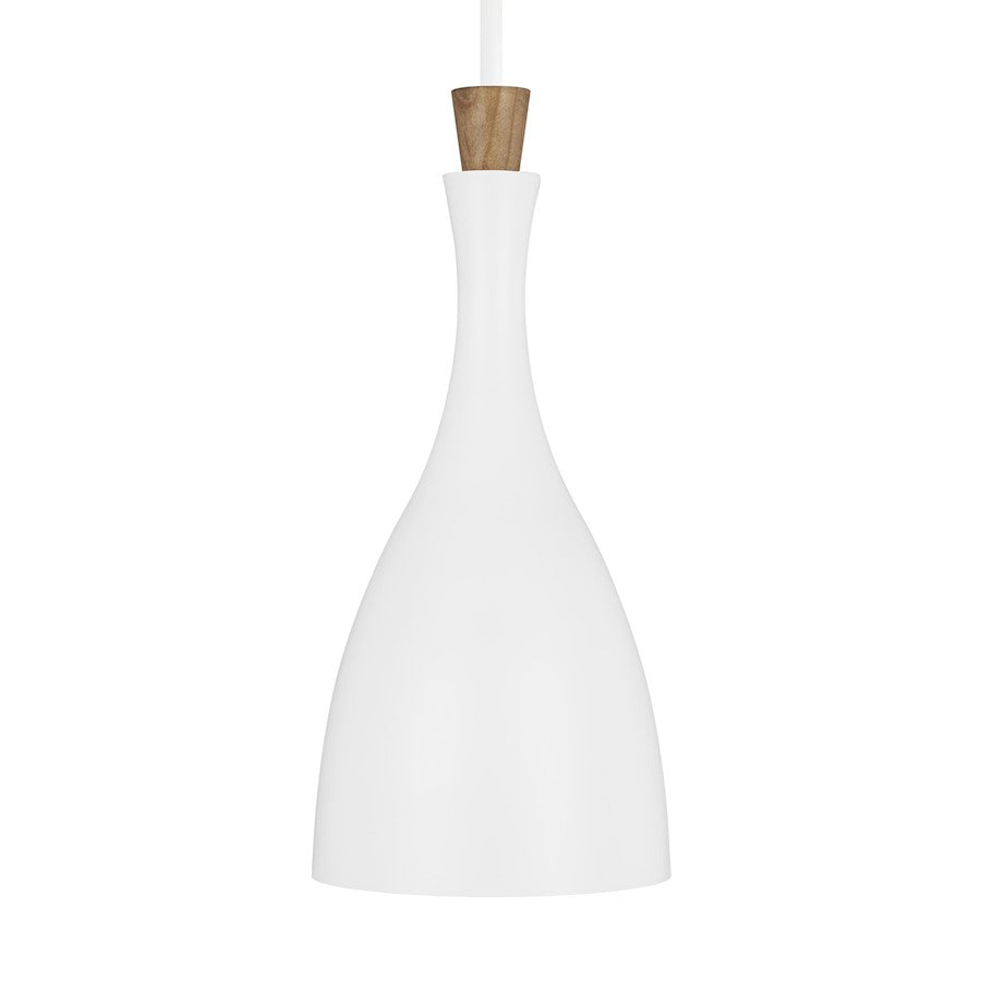 1 Light 17" Pendant, White/White